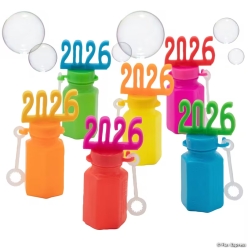 2026 Hexagon Bright Colours Bubble Bottles-12Pk
